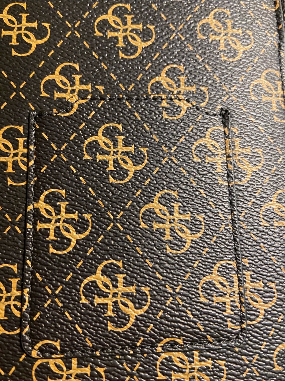 GUESS Brown Monogram Phone Crossbody with Gold Logo - Picture 4 of 5